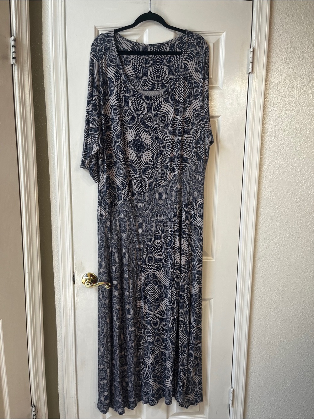 Soft Surroundings Black and Beige Patterned Maxi Dress